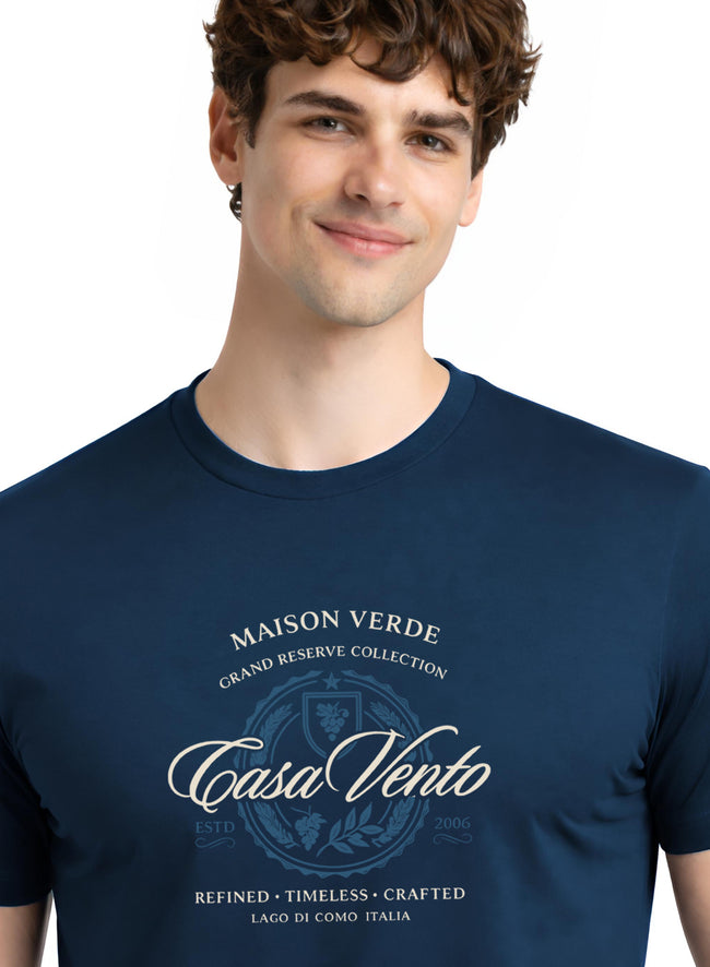 Men Teal Typography T-Shirt