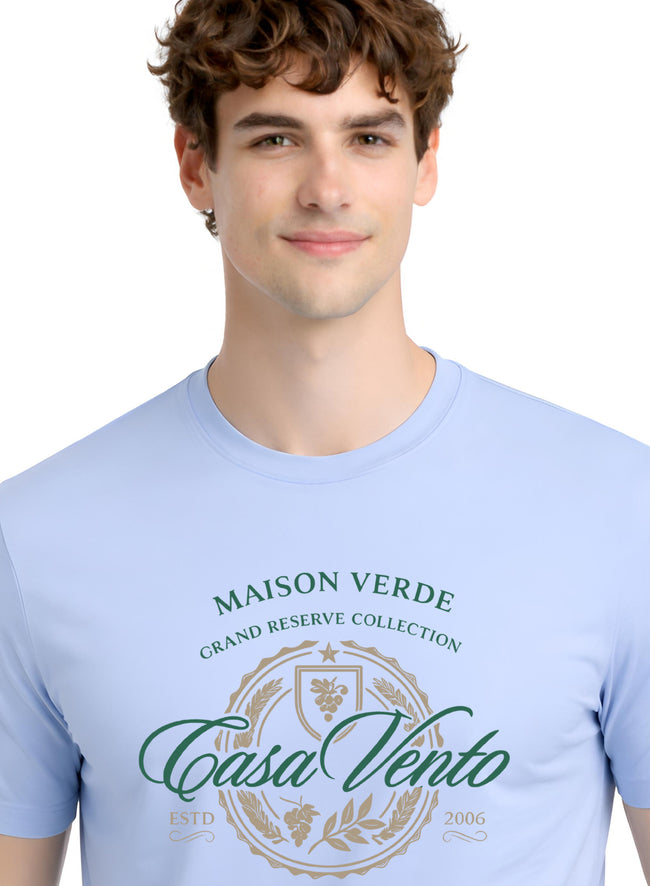 Men Blue Typography T-Shirt