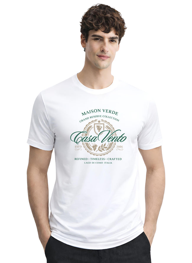 Men White Typography T-Shirt