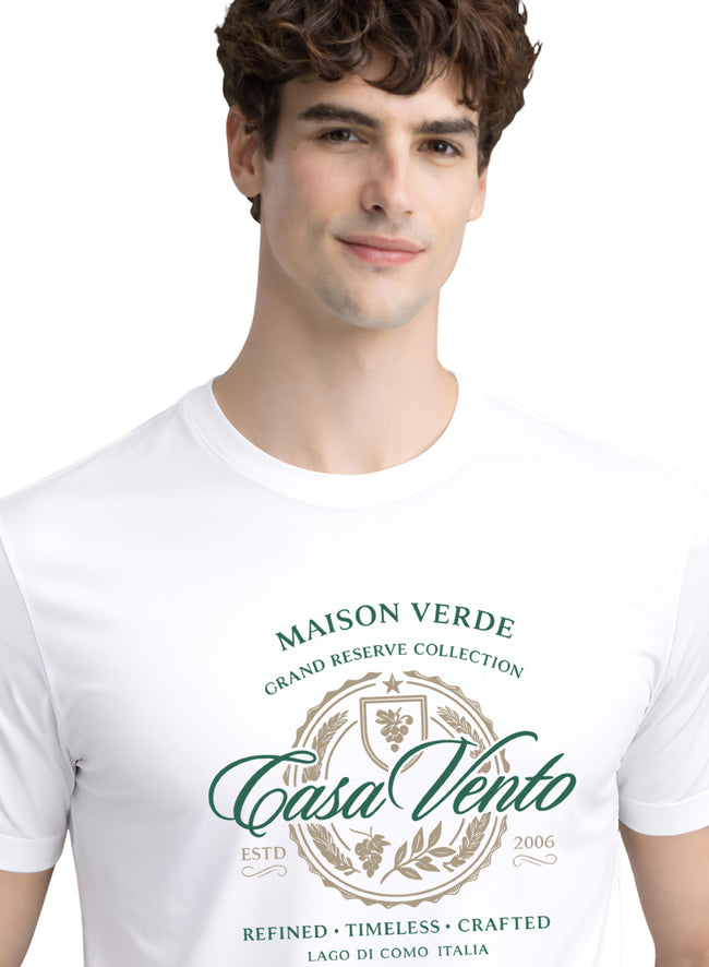 Men White Typography T-Shirt