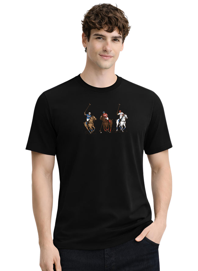 Men Black Cotton Printed T-Shirt