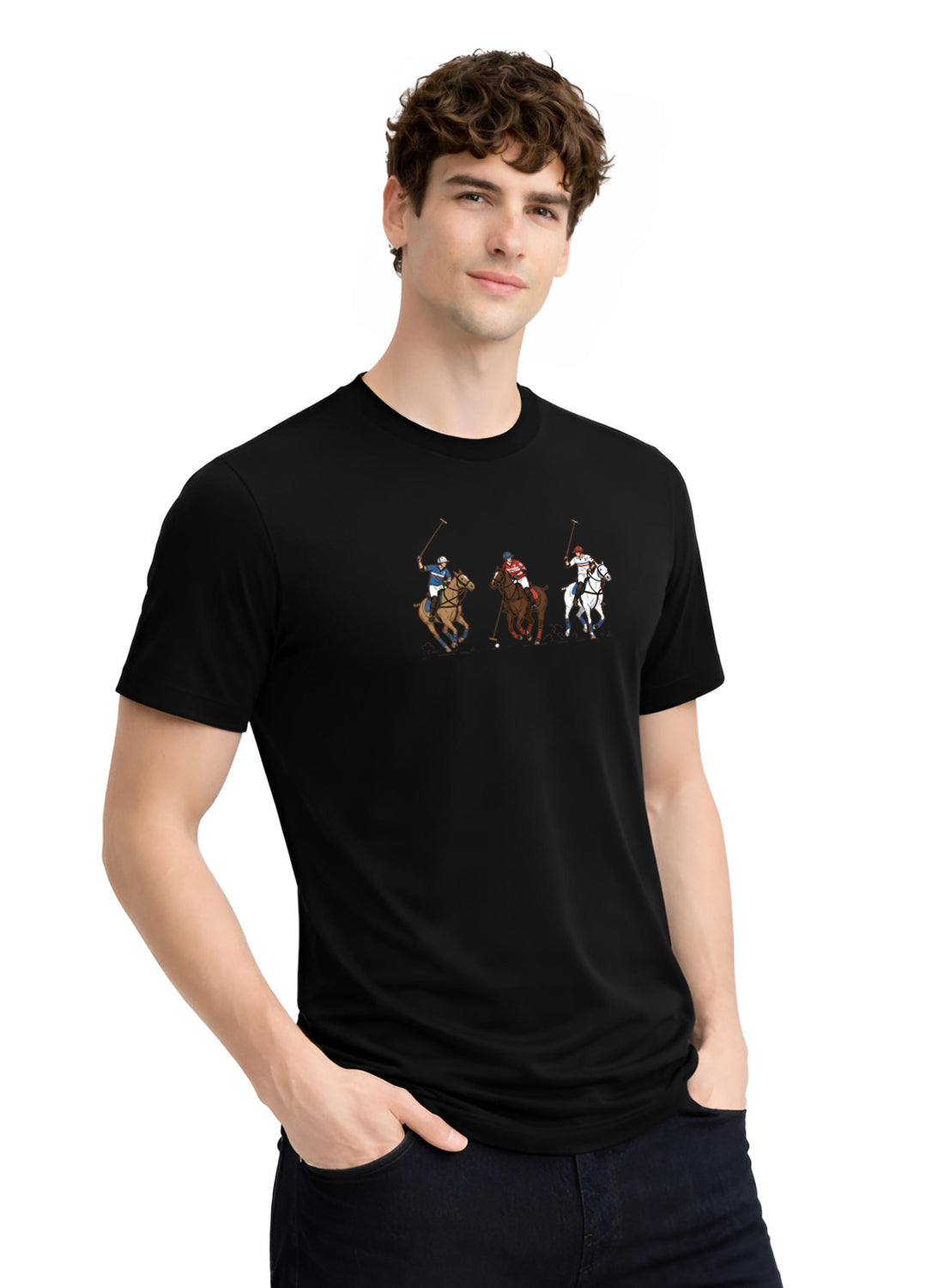 Men Black Cotton Printed T-Shirt