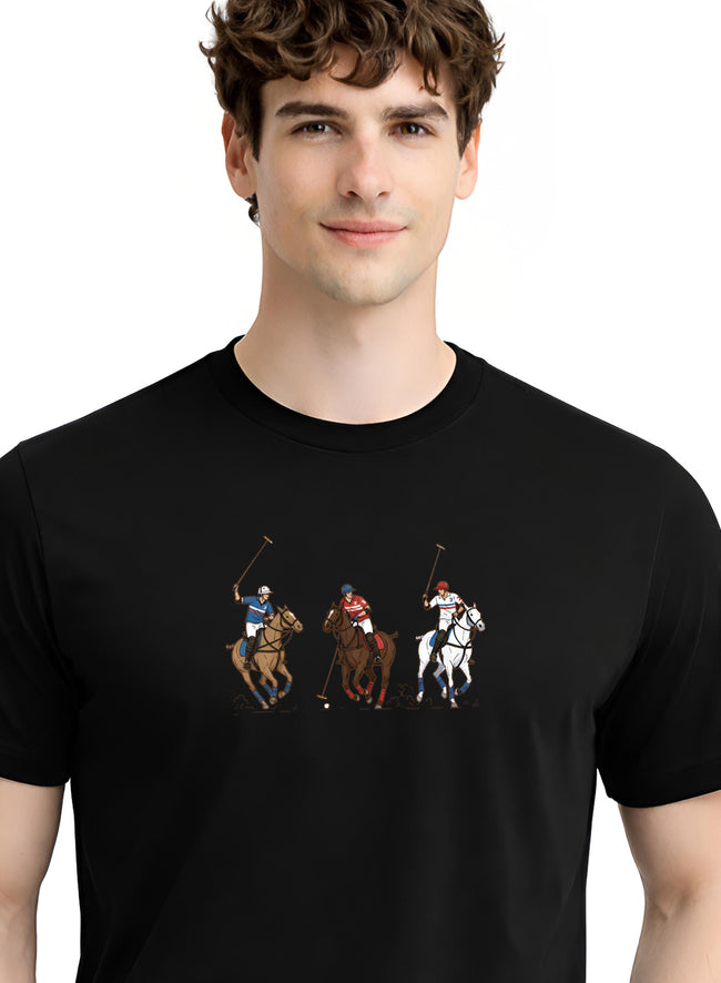 Men Black Cotton Printed T-Shirt