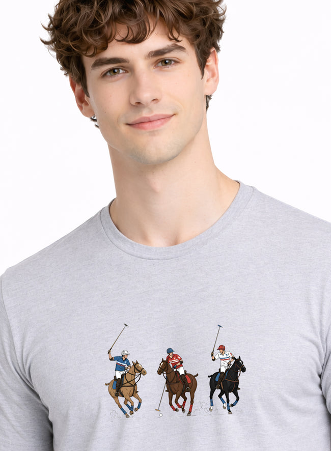 Men Grey Cotton Printed T-Shirt