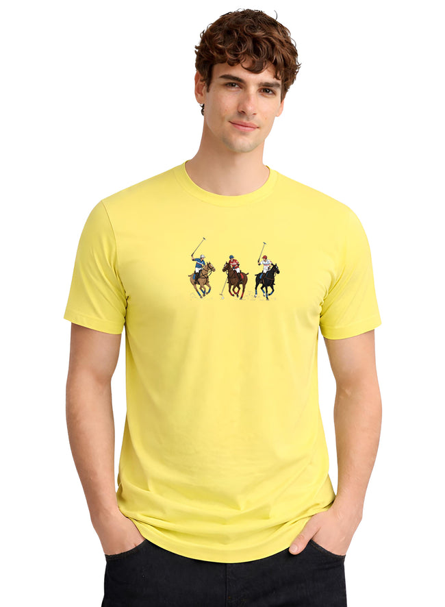 Men Yellow Cotton Printed T-Shirt