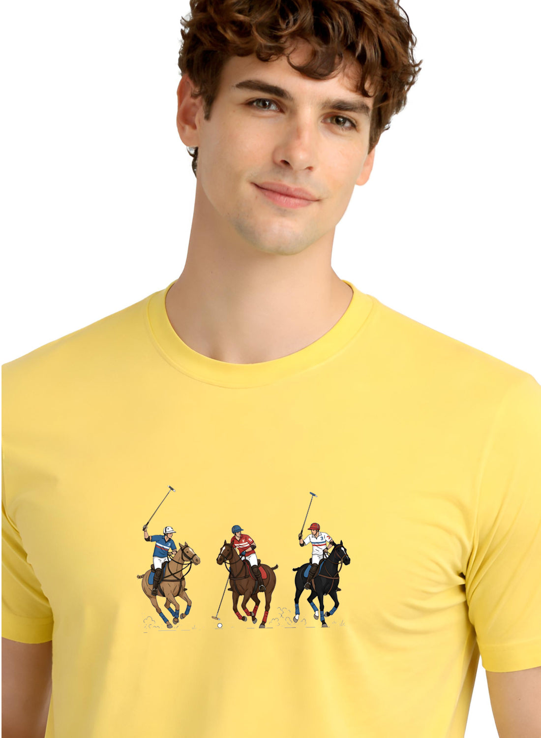 Men Yellow Cotton Printed T-Shirt