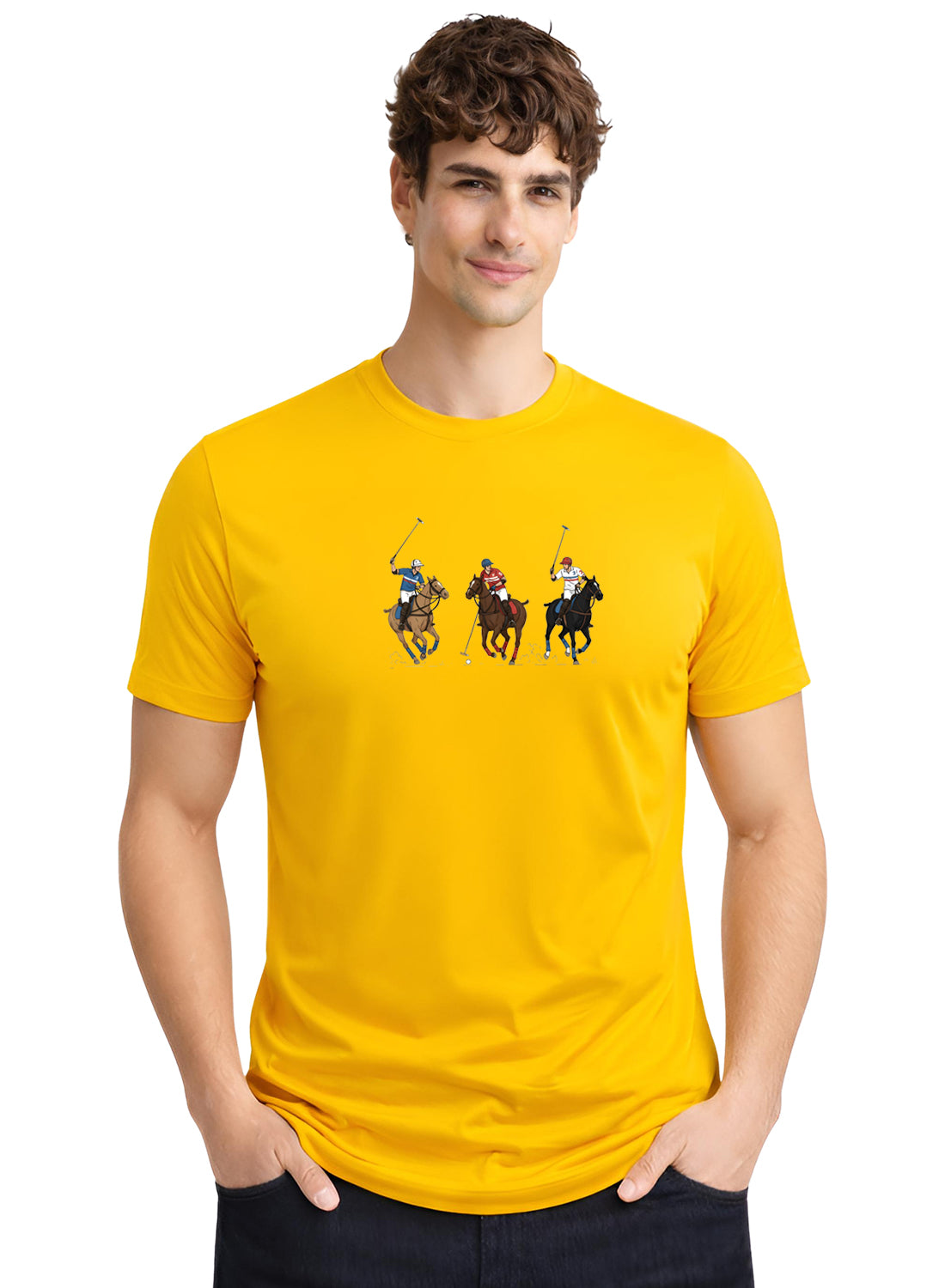 Men Mustard Cotton Printed T-Shirt