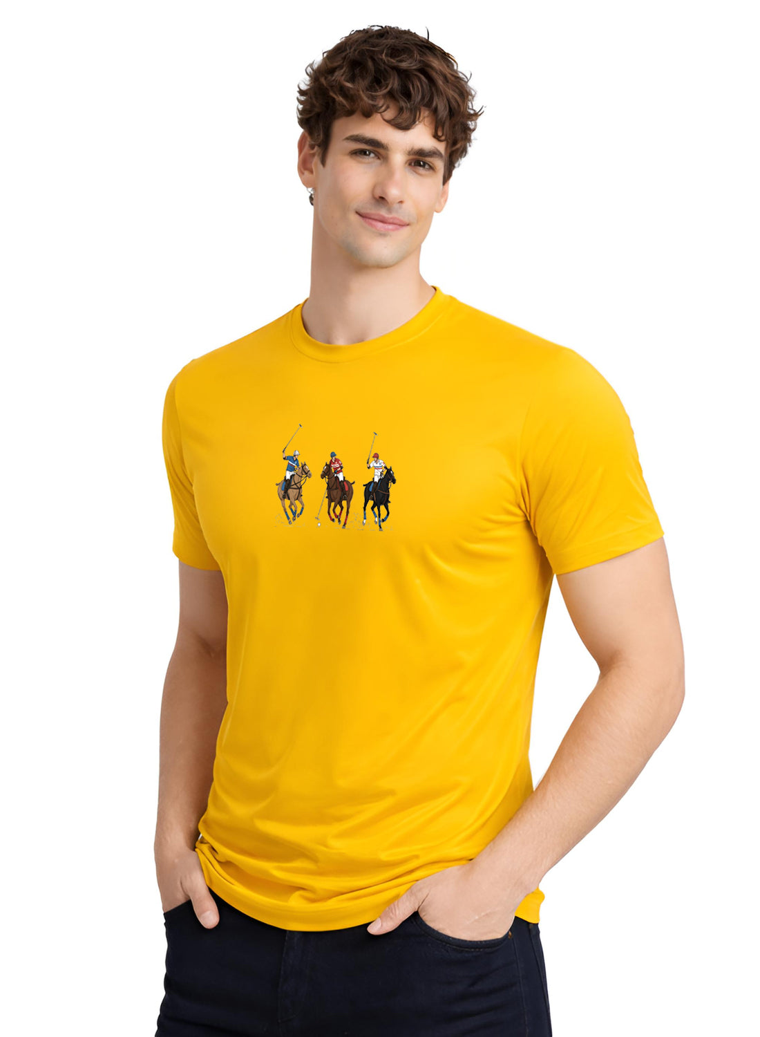 Men Mustard Cotton Printed T-Shirt