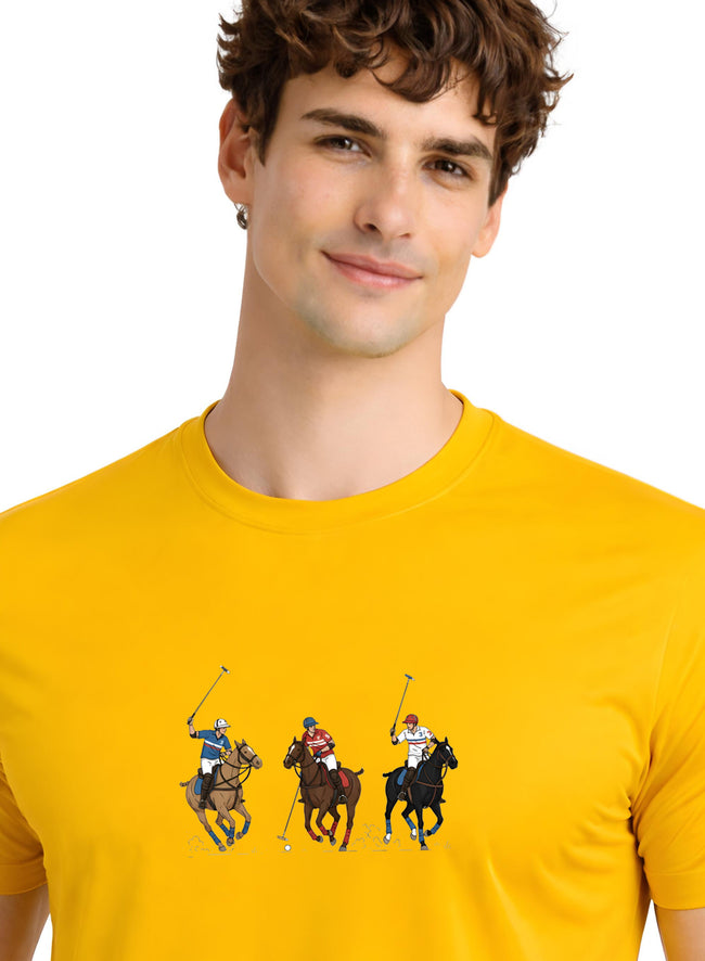 Men Mustard Cotton Printed T-Shirt