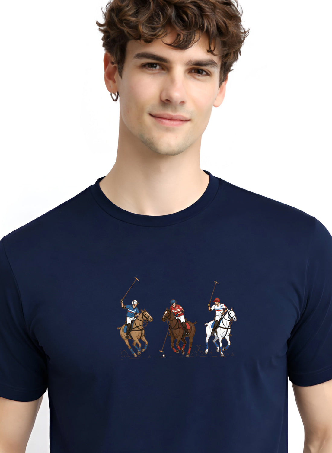 Men Navy  Cotton Printed T-Shirt