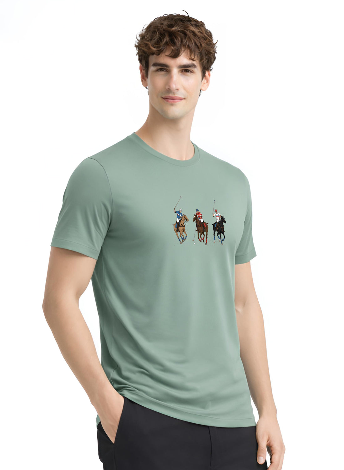 Men Green Cotton Printed T-Shirt