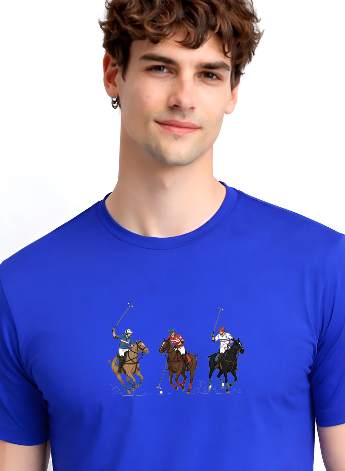 Men Blue Cotton Printed T-Shirt