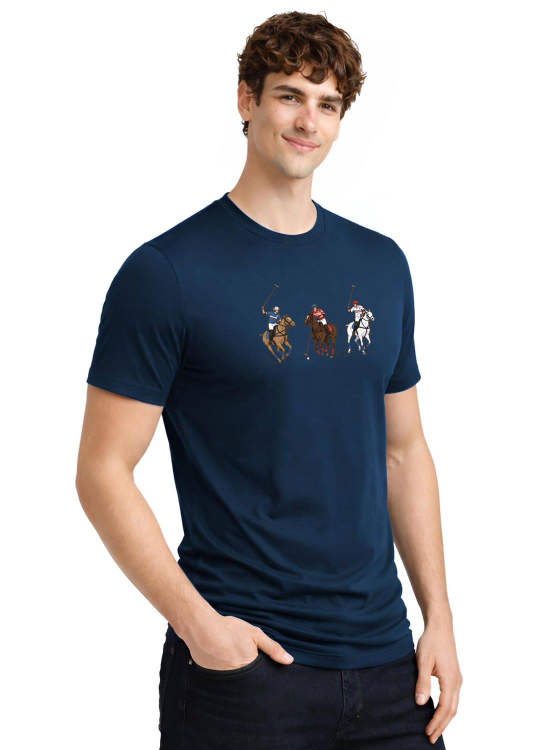 Men Teal Cotton Printed T-Shirt