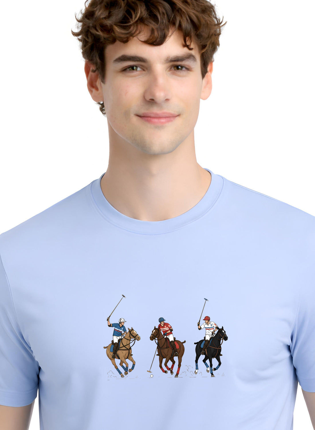 Men Blue Cotton Printed T-Shirt
