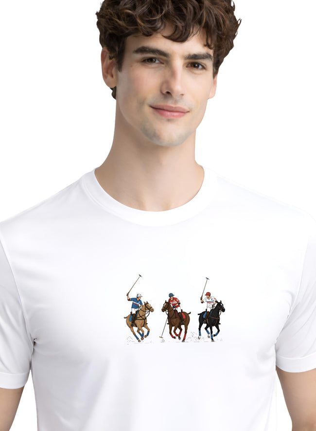 Men White Cotton Printed T-Shirt