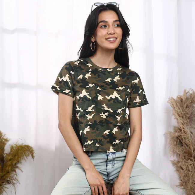 Women Green Regular Fit T-Shirt