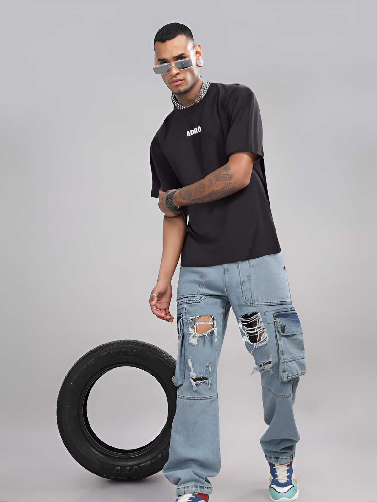 Men Grey Oversized T-Shirt