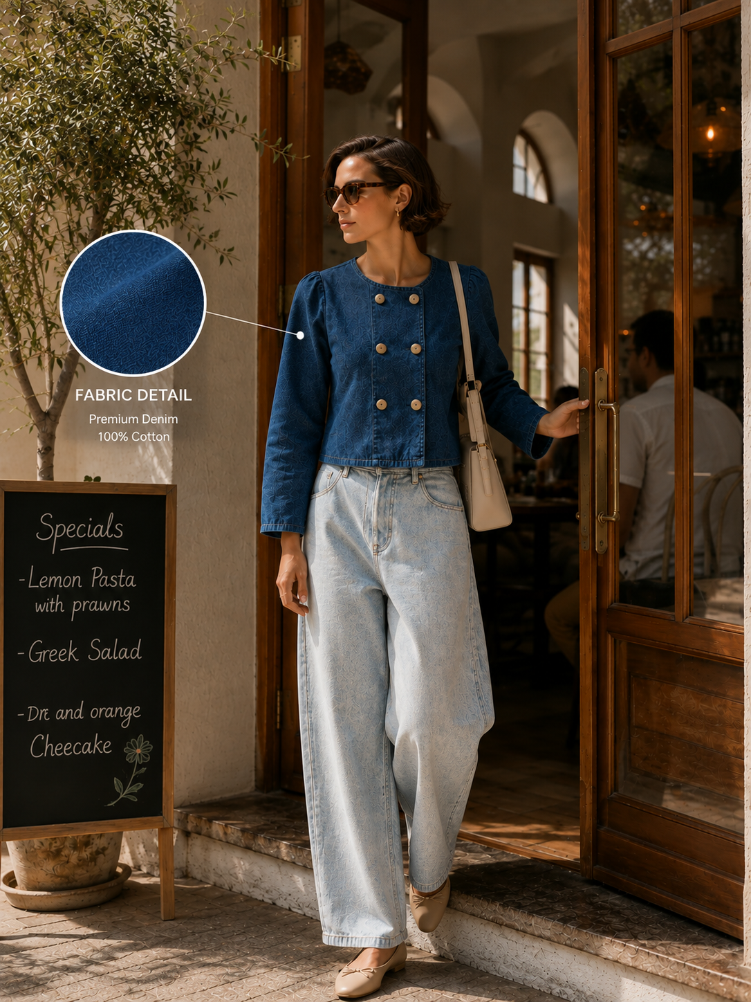 Women Indigo Denim Puff Sleeve Jacket