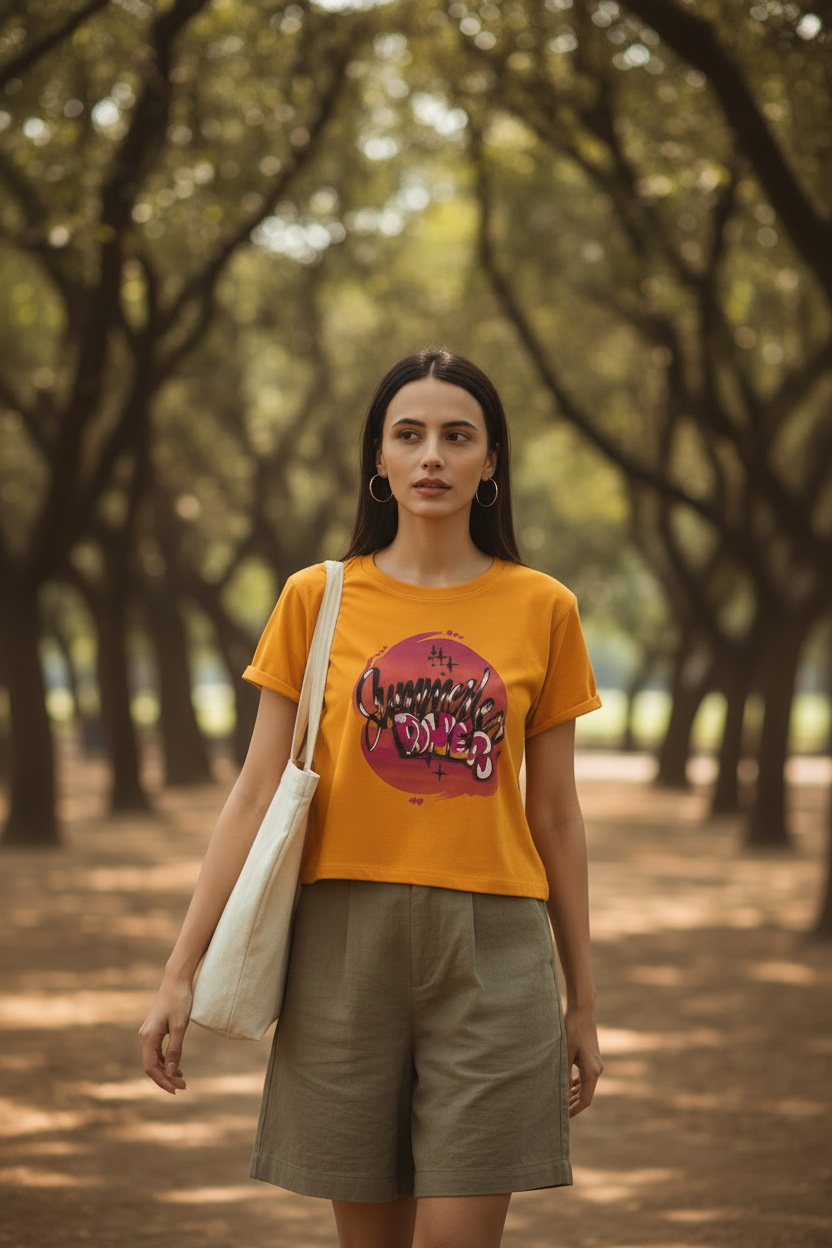 Women Bust Print Casual T-Shirt