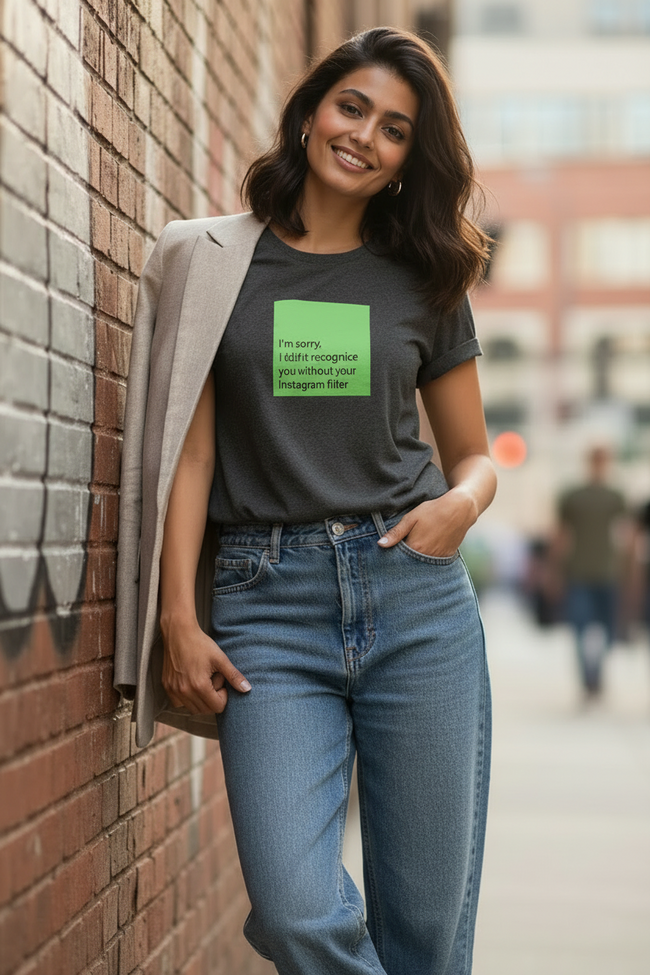 Women Charcoal Printed Tshirt