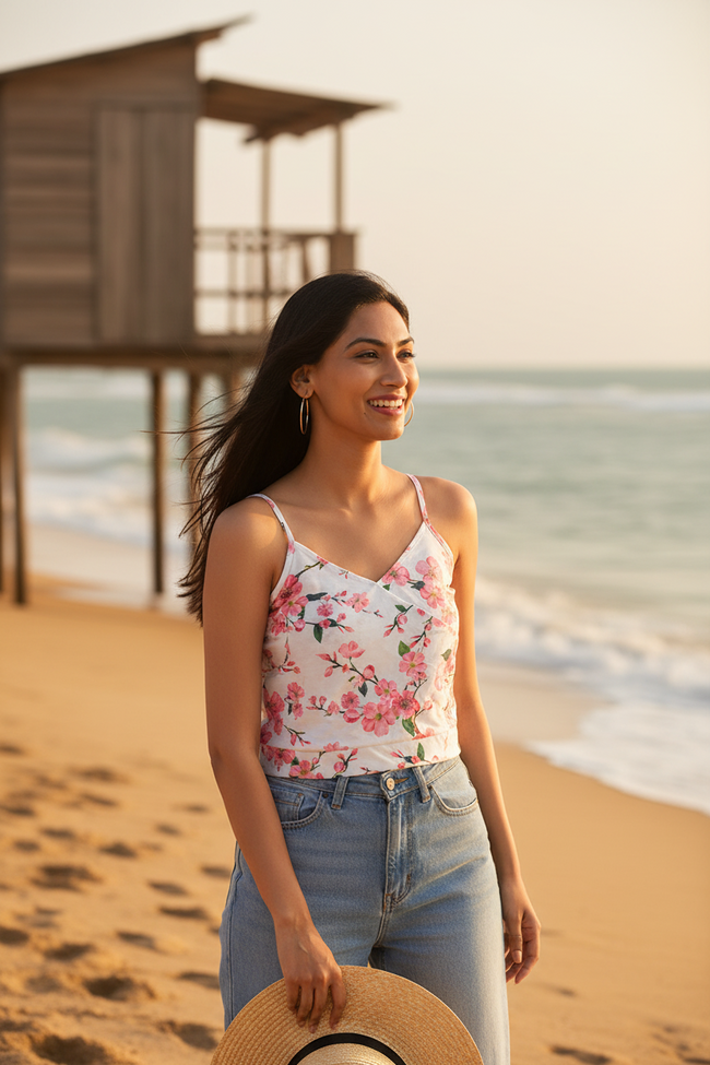 Women White Printed Top