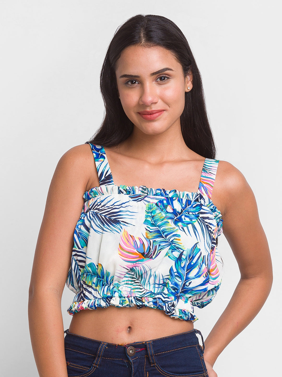 Women Tropic Floral Print Crop Top