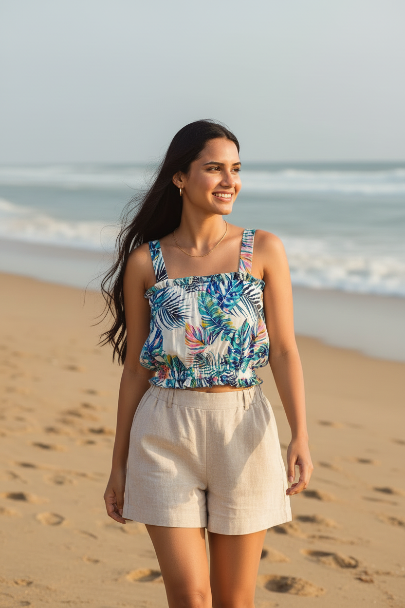 Women Tropic Floral Print Crop Top