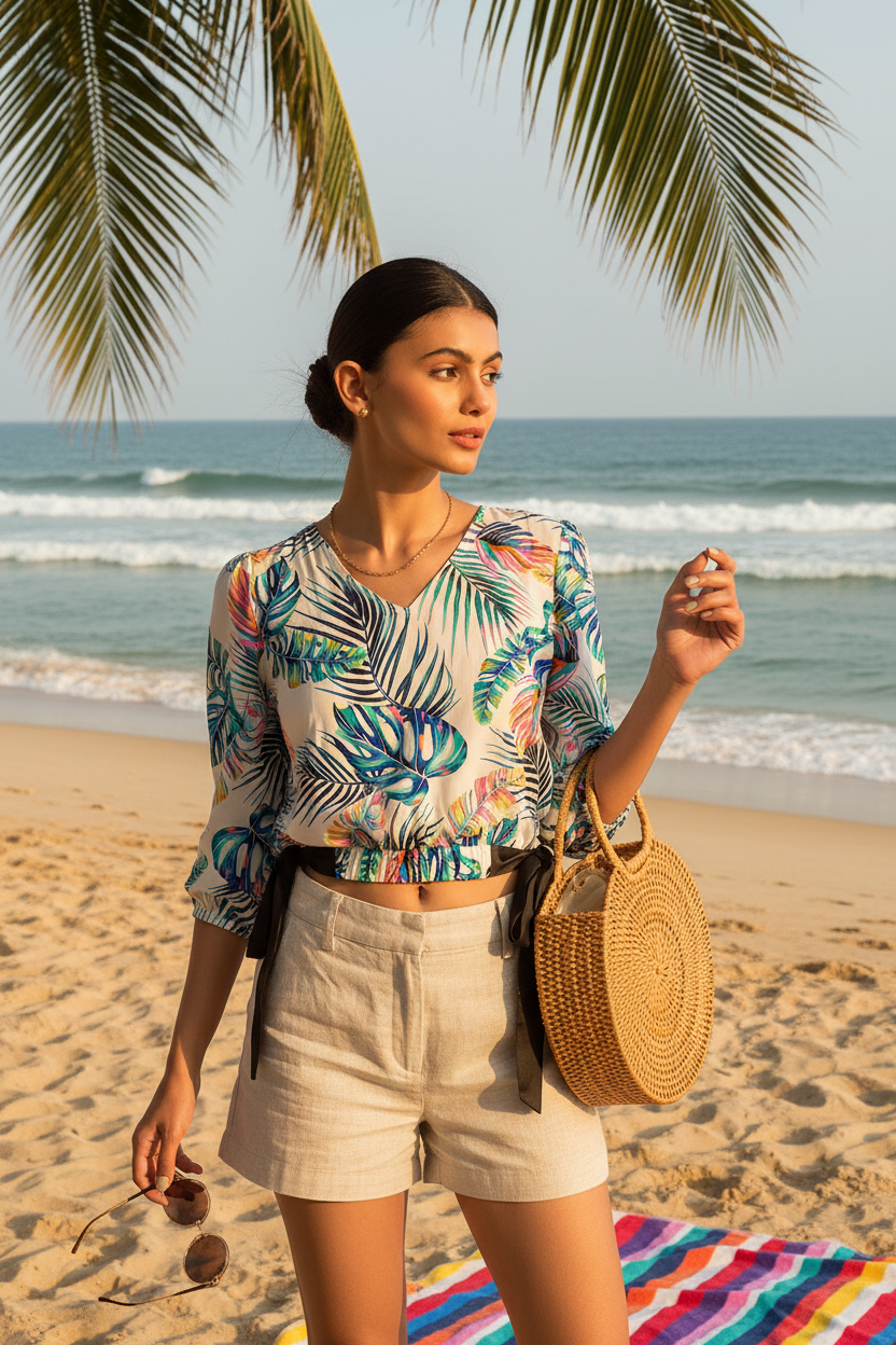Women White Printed Top