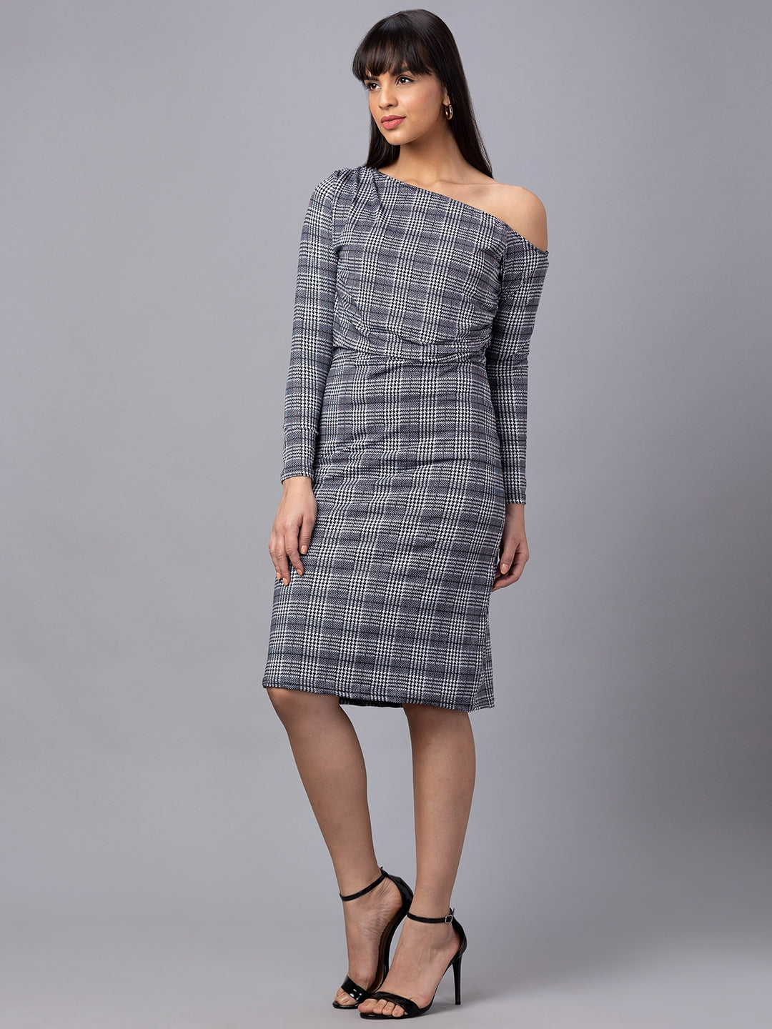 Women Checked Bodycon Dress