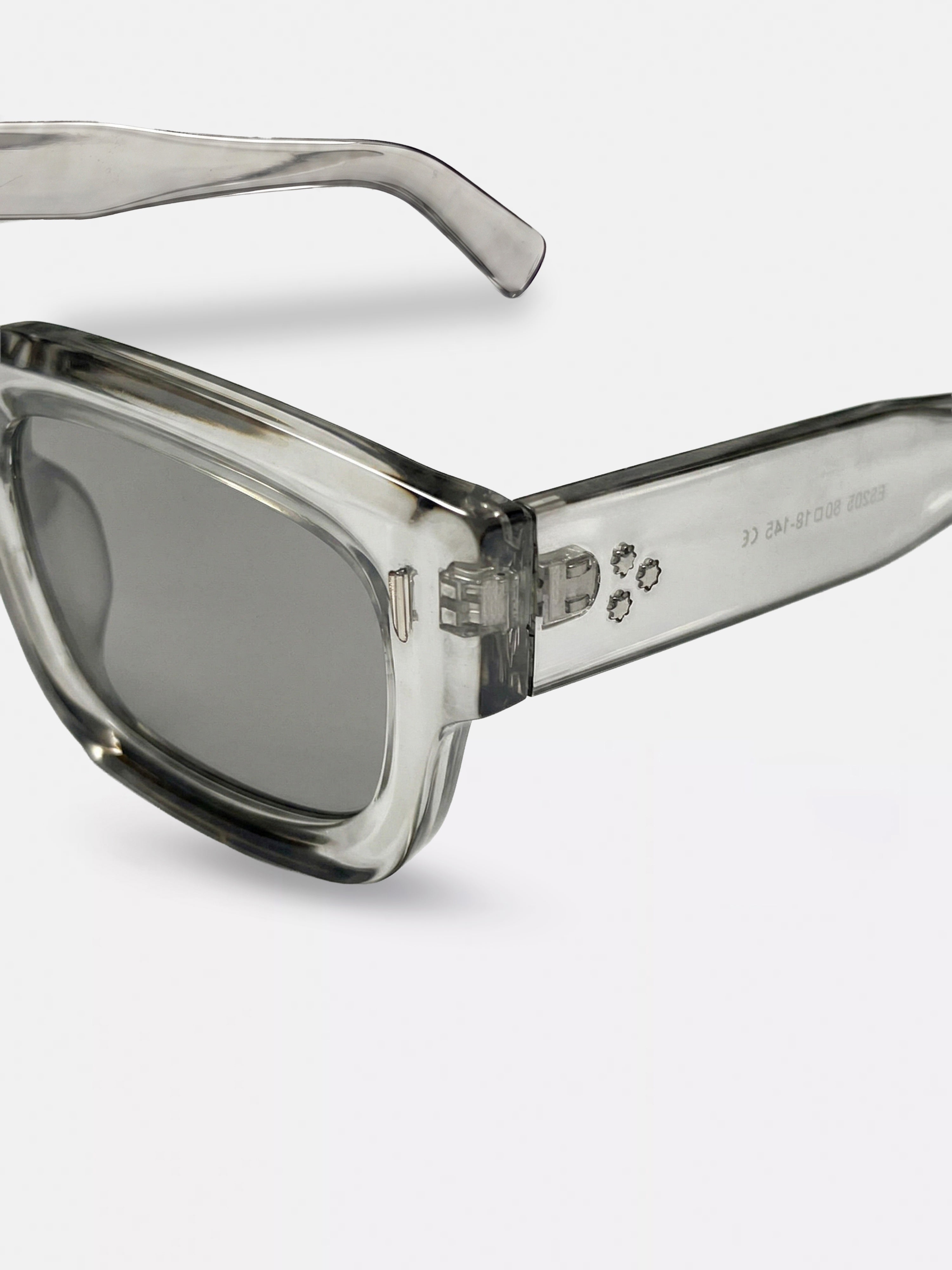 Men Square Full-Rim Sunglasses with Smoke Grey Transparent Frame and Grey Gradient Lenses