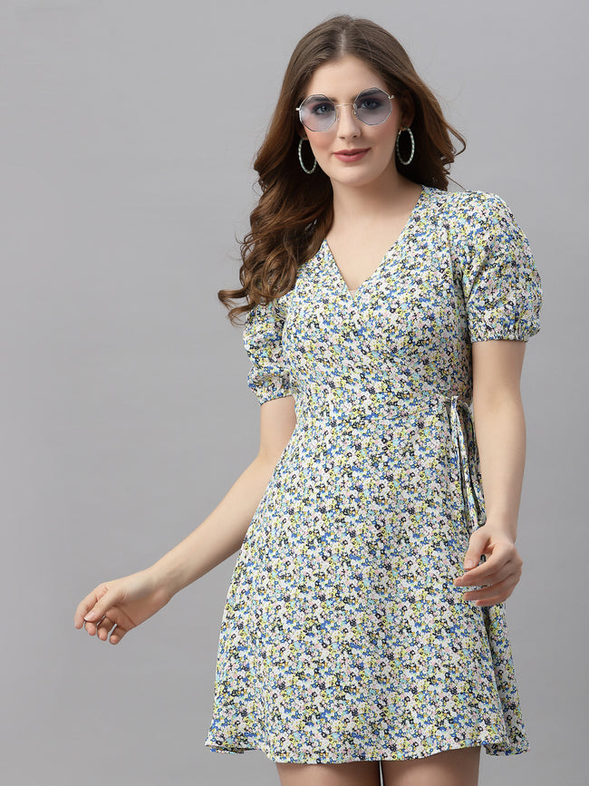 Women Printed Wrap Dress