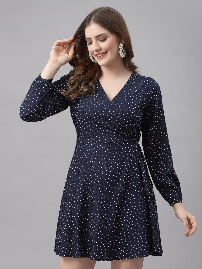 Women Printed Wrap Dress
