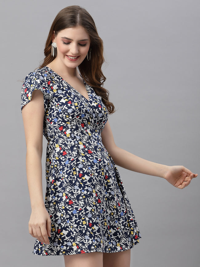 Women Printed Wrap Dress