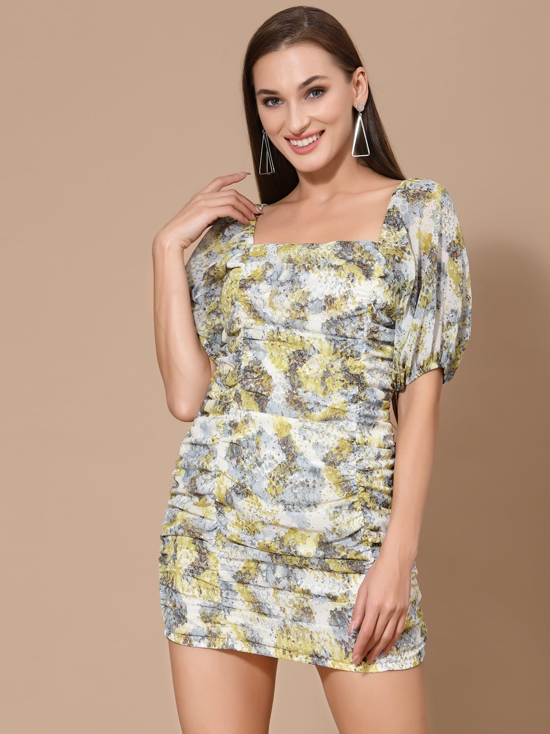 Women Multicolored Floral Odour Free Mini Sheath Dress