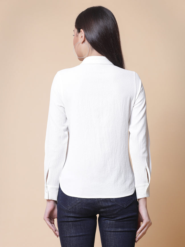 Women White Crepe Odour Free Shirt