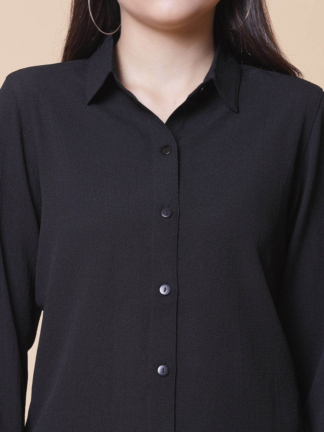 Women Black Crepe Odour Free Shirt