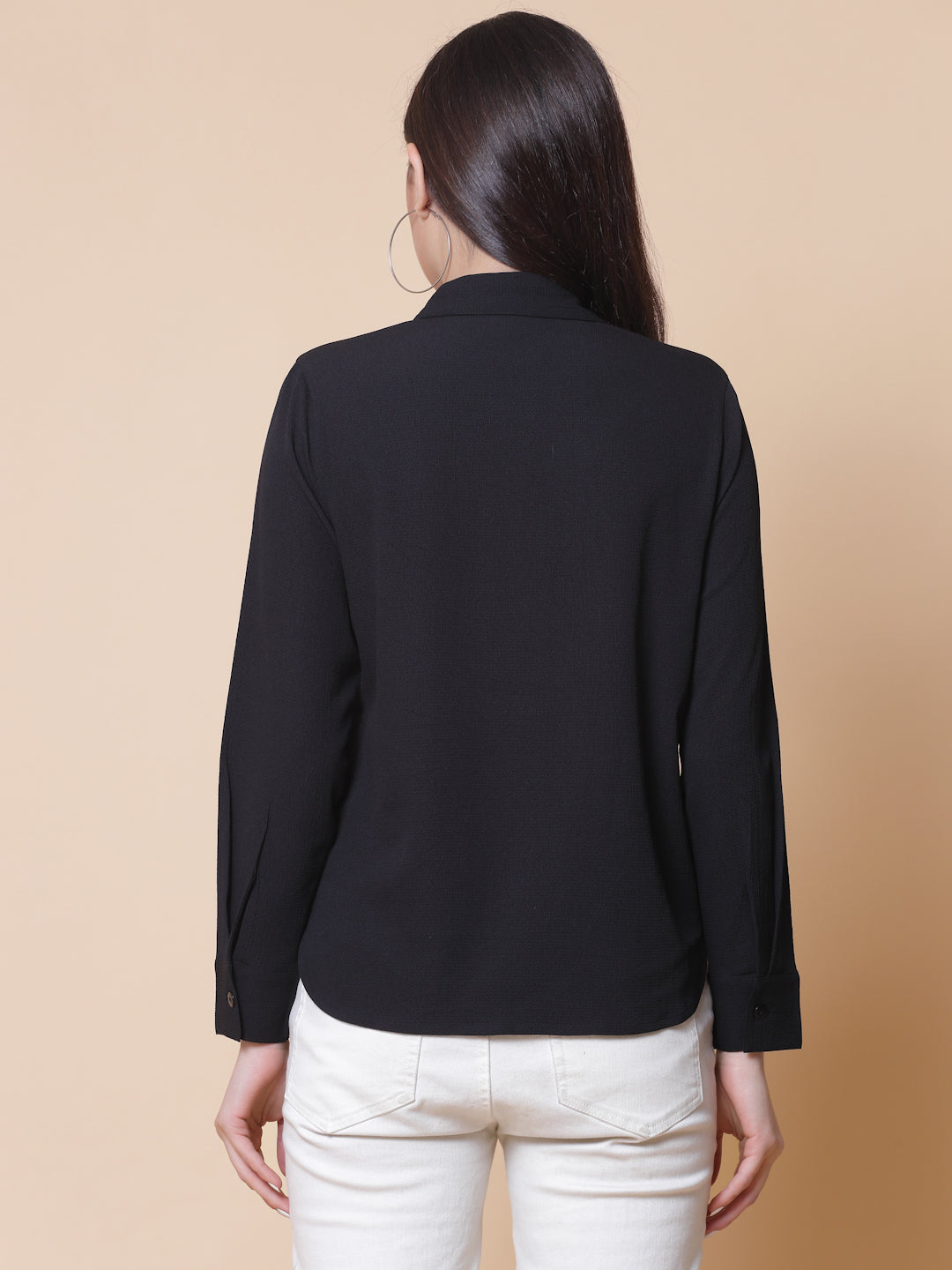 Women Black Crepe Odour Free Shirt
