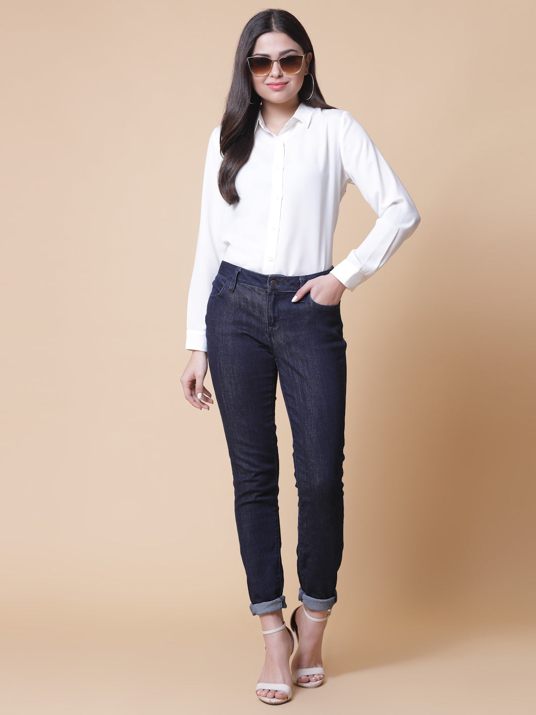 Women White Polyester Odour Free Shirt