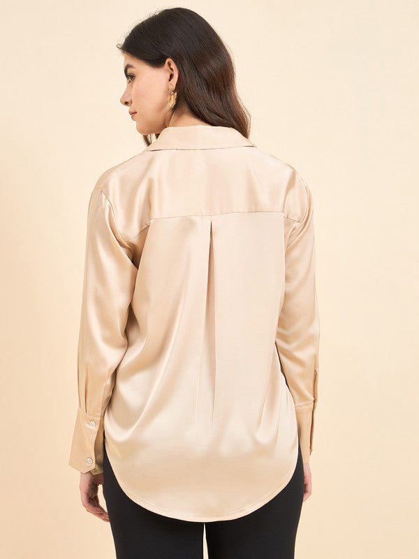 Women Beige Solid Odor Free Formal Shirt