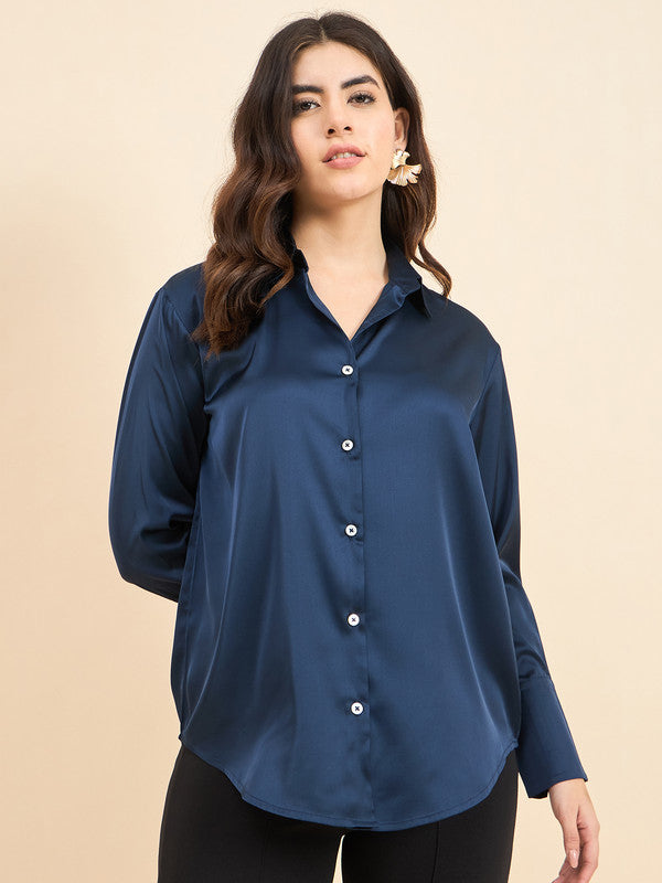 Women Blue Solid Odor Free Formal Shirt