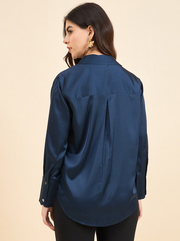 Women Blue Solid Odor Free Formal Shirt