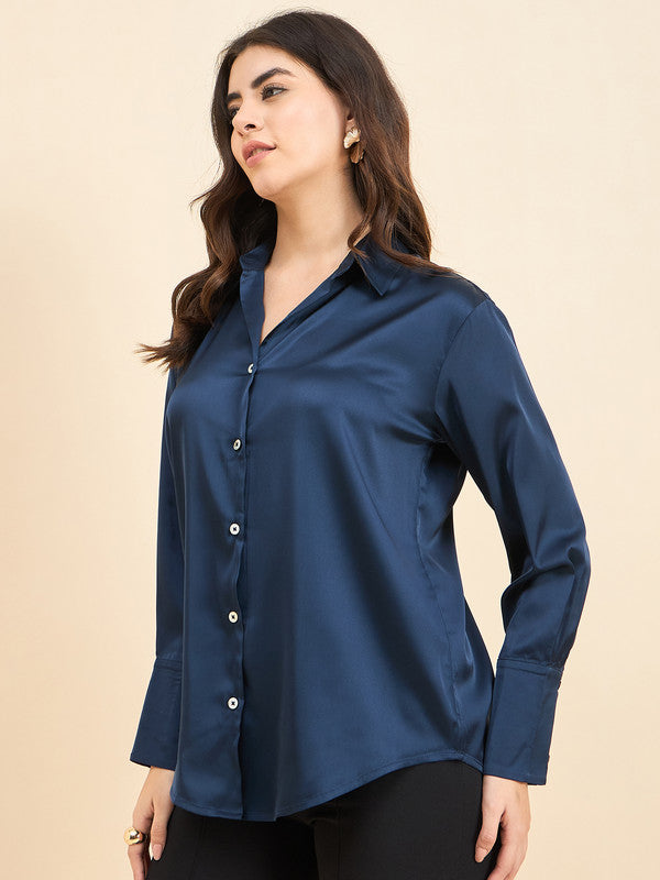 Women Blue Solid Odor Free Formal Shirt