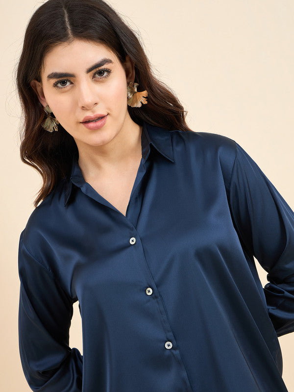 Women Blue Solid Odor Free Formal Shirt