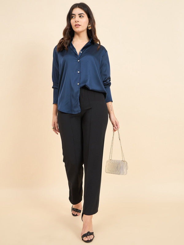 Women Blue Solid Odor Free Formal Shirt