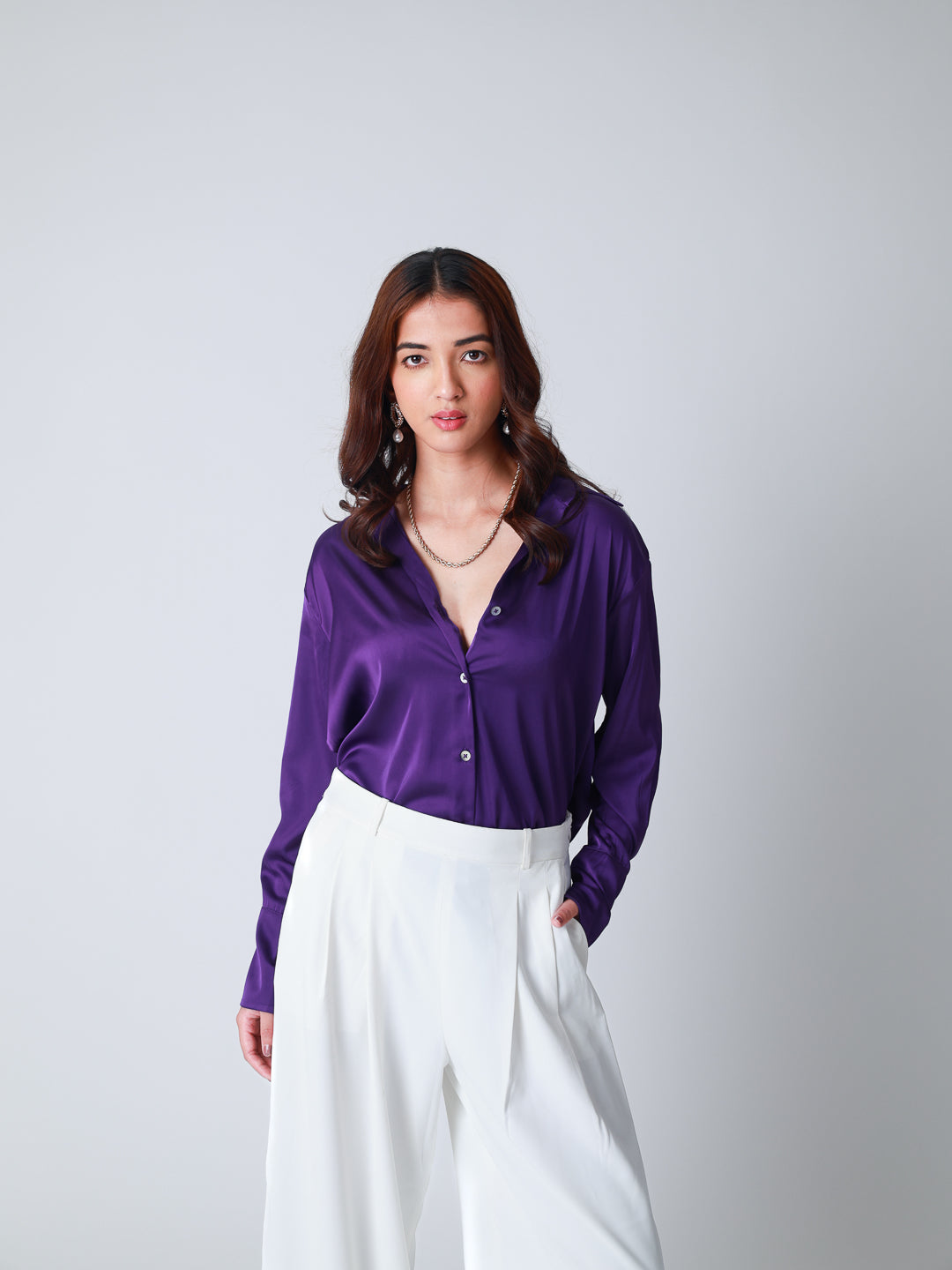 Women Premium Satin Party Wear Shirt