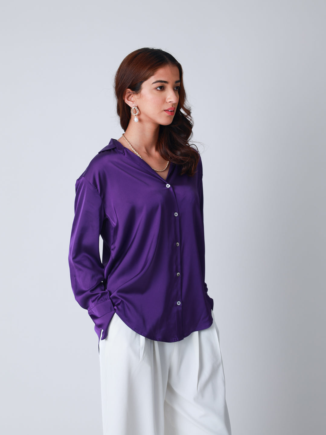 Women Premium Satin Party Wear Shirt