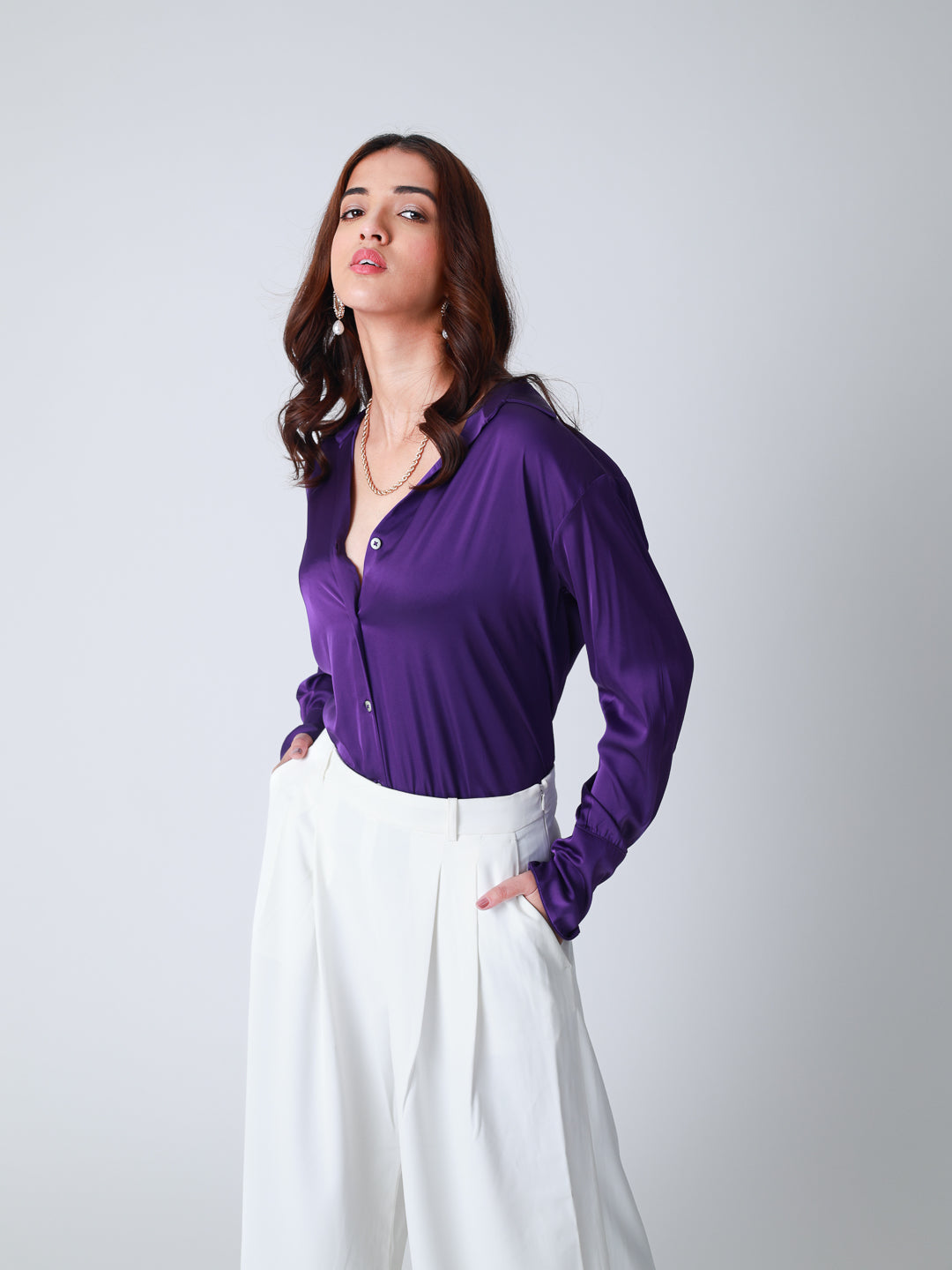Women Premium Satin Party Wear Shirt