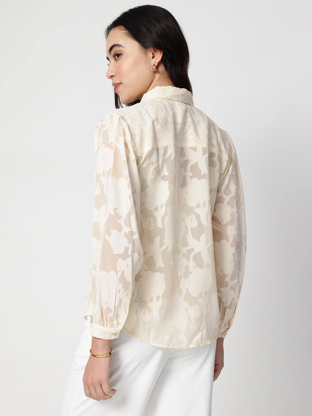 Women Jacquard Premium Satin Tie Top