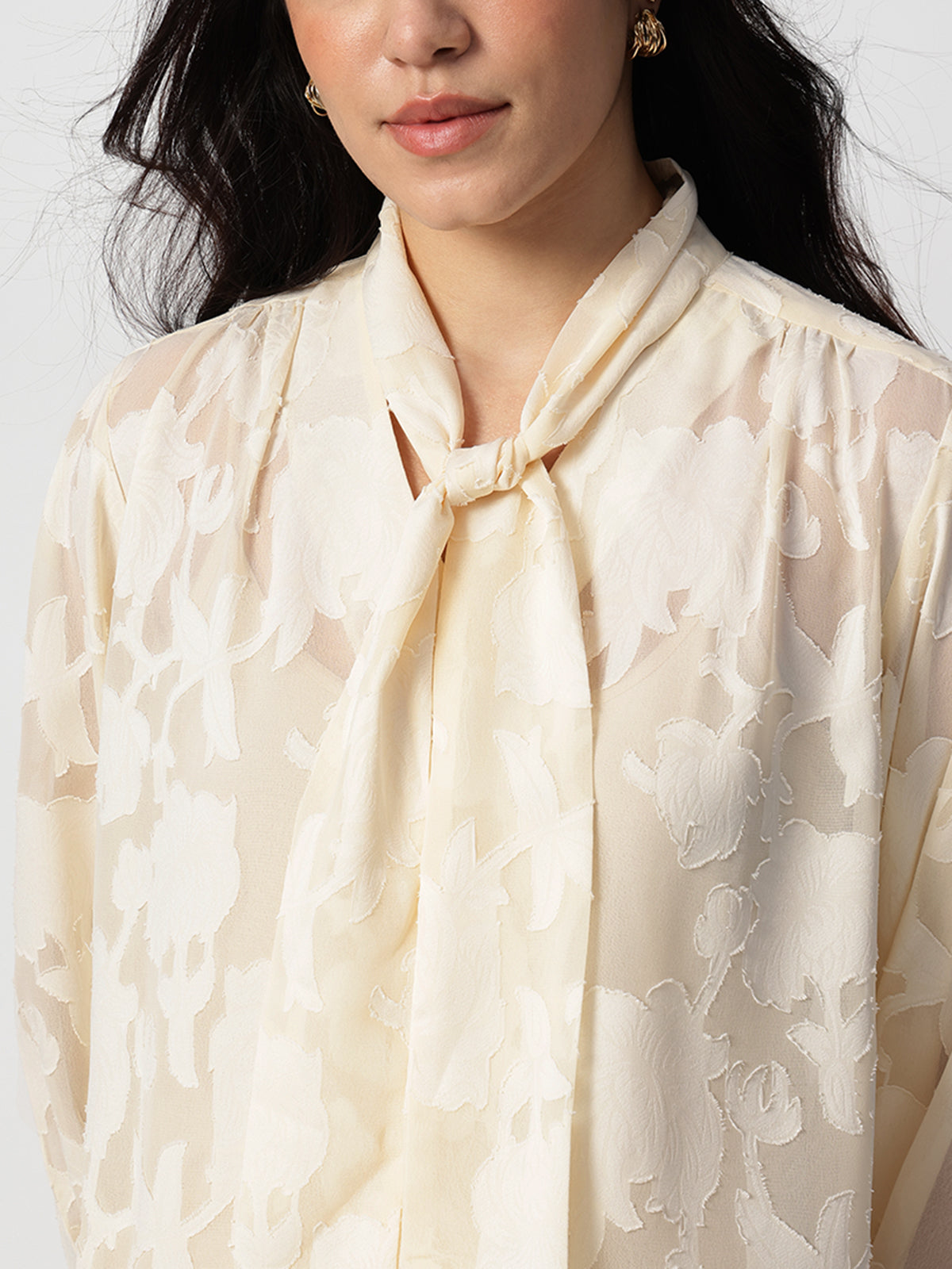 Women Jacquard Premium Satin Tie Top