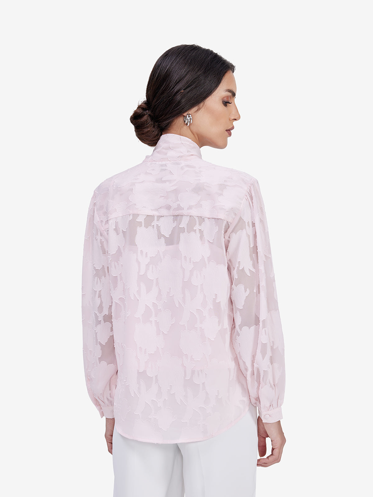 Women Pink Sheer Semiformal Top